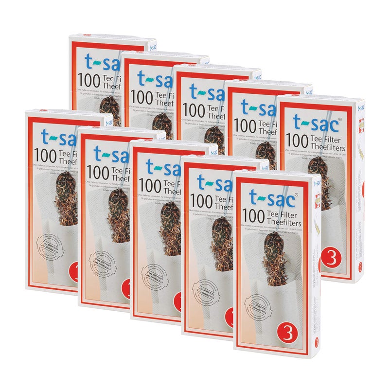 T-Sac Tea Filter Bags, Disposable Tea Infuser, Number 3-Size, 3 to 8-Cup Capacity, Set of 1,000